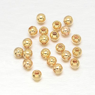 Real 18K Gold Plated Brass Round Spacer Beads X-KK-L147-197-3mm-NR-1