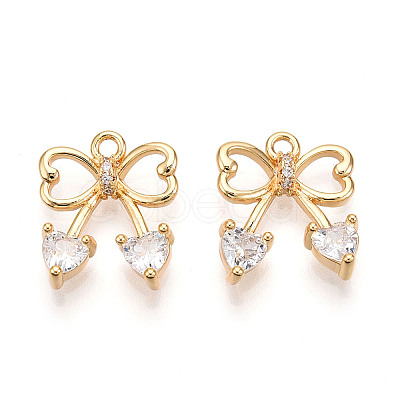 Brass Micro Pave Cubic Zirconia Charms KK-N261-87G-1