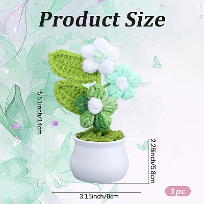 1Pc Hand Knitted Potted Plants Crochet Flower DJEW-SC0001-15B-1