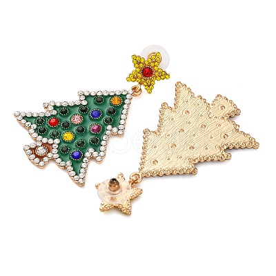 Christmas Trees with Star Alloy Dangle Stud Earrings for Women EJEW-Z078-02A-1