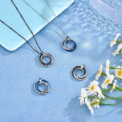 201 Stainless Steel Interlocking Ring Pendants STAS-SZ0002-61C-1