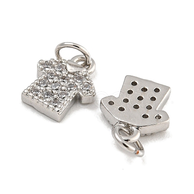 Rack Plating Brass Micro Pave Clear Cubic Zirconia Charms KK-U030-20P-1