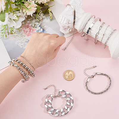 2 Sets 2 Styles Alloy Chain Bracelets & Bangles Set for Women BJEW-SP0001-34A-1