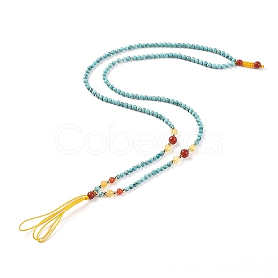 Adjustable Natural Turquoise Beaded Necklace Making MAK-G012-02-1