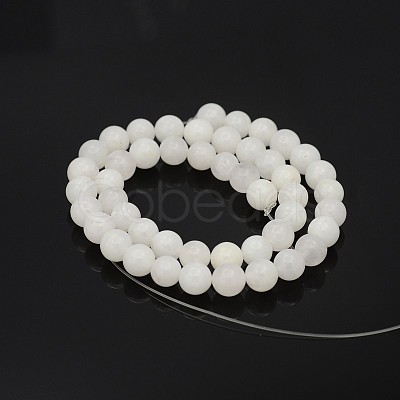Natural Round White Jade Bead Strands G-P070-01-8mm-1