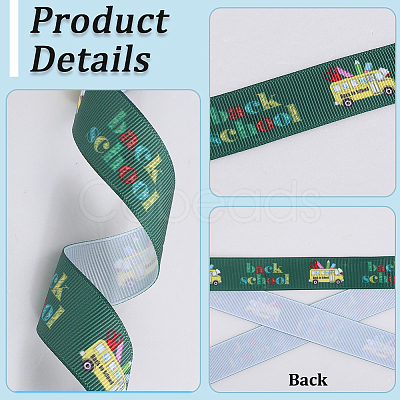 2 Rolls 2 Styles School Season Theme Polyester Colorful Printed Grosgrain Ribbon OCOR-GF0004-23C-1