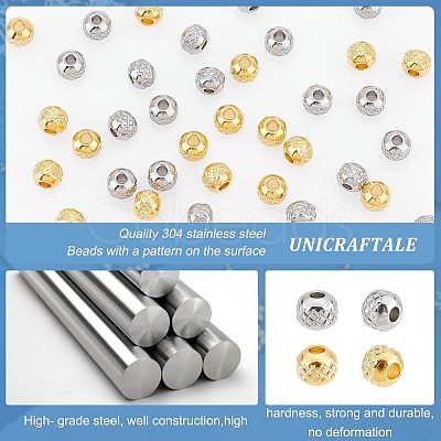 100Pcs 2 Color 304 Stainless Steel Beads STAS-UN0036-81-1