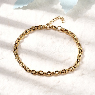 304 Stainless Steel Coffee Bean Chain Bracelets for Women BJEW-B140-01B-G-1