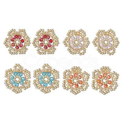 Flower Glass Seed Bead Stud Earrings EJEW-MZ00668-1