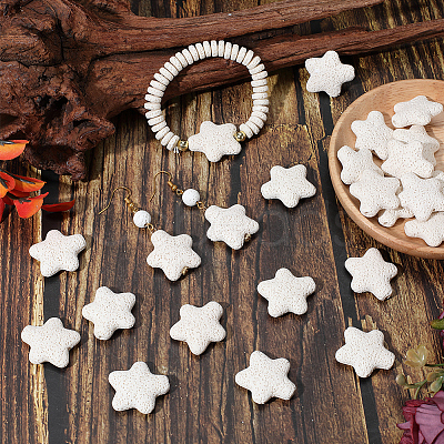 24Pcs Star Synthetic Lava Rock Beads G-PA0002-25B-1