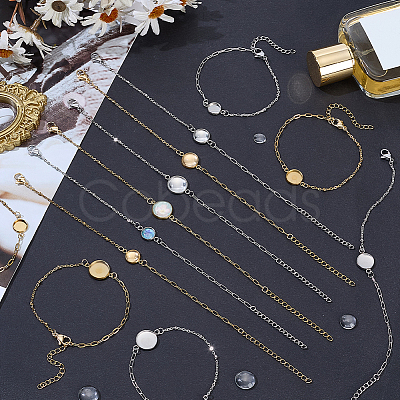 12Pcs 6 Styles 304 Stainless Steel Paperclip Chain Satellite Chain Bracelet Making BJEW-SP0001-28-1