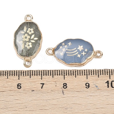 Opalite & Natural Amethyst & Green Aventurine & Quartz Crystal & Amazonite & Tiger Eye Oval Links Connector Charms KK-F921-12G-1