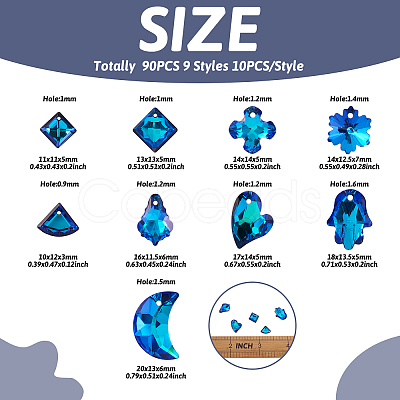 90Pcs 9 Styles Electroplated Glass Pendants EGLA-TA0001-14-1