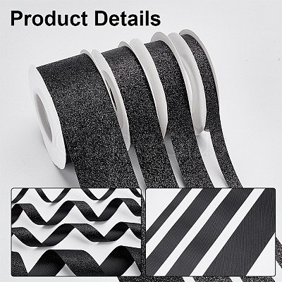 4 Rolls 4 Styles Sparkle Polyester Ribbons SRIB-PH0001-33-1