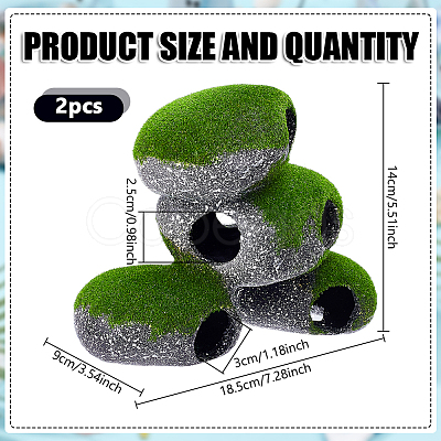 2Pcs Resin Aquarium Cave Stone Micro Landscape Scene Ornaments DJEW-WA0001-04-1