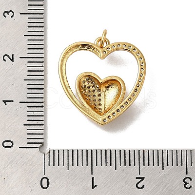 Heart Rack Plating Brass Micro Pave Clear Cubic Zirconia Pendants KK-K377-53G-1