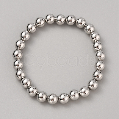 CCB Plastic Round Beaded Strech Bracelet BJEW-WH0023-03D-P-1