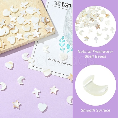 40Pcs 4 Styles Natural Freshwater Shell Beads Sets BSHE-YW0001-25-1