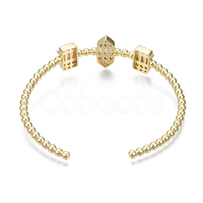 Sparkle Cubic Zirconia Ball Beaded Cuff Bangle for Her BJEW-N012-003-NF-1