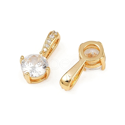 Brass Micro Pave Clear Cubic Zirconia Charms KK-B137-21G-02-1