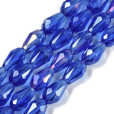 Transparent Electroplate Glass Beads Strands EGLA-N013-T8mm-B11-1