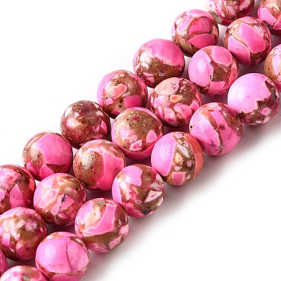 Dyed Natural Magnesite Beads Strands G-L617-D01-8mm-06-1