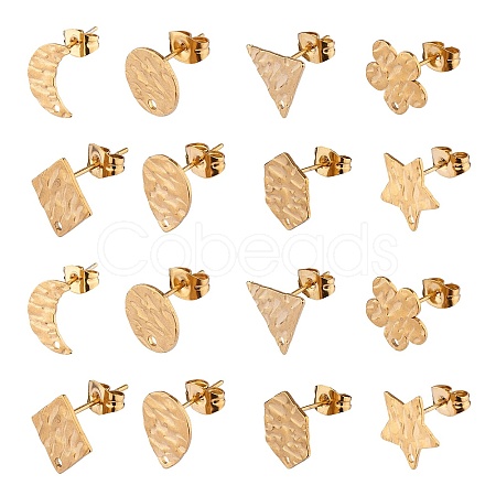 18Pcs 9 Style 304 Stainless Steel Stud Earring Findings STAS-SZ0002-88-1