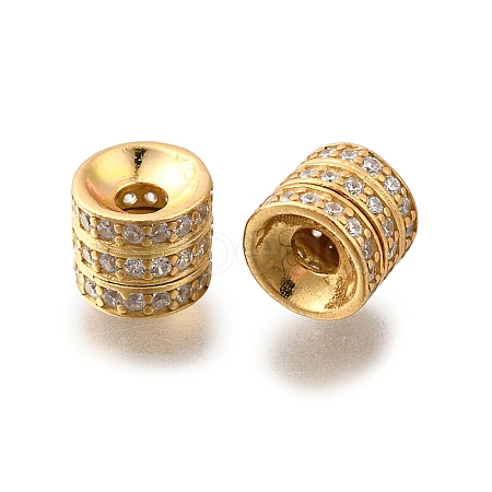 925 Sterling Silver Micro Pave Clear Cubic Zirconia Beads STER-F061-03B-G-1