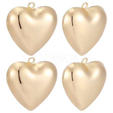 5Pcs Heart Brass Pendants KK-BBC0025-58C-1