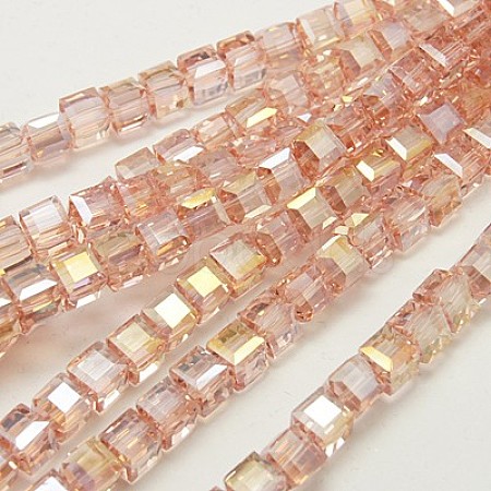 Electroplate Glass Beads Strands EGLA-D018-6x6mm-69-1