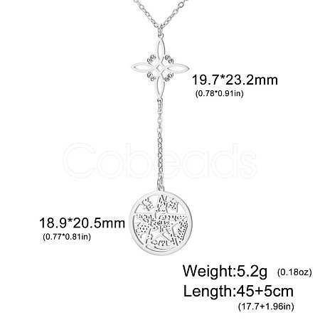 Witch Knot 304 Stainless Steel Hollow Pendant Y Necklaces for Women FS-WGCB0A9-01-1