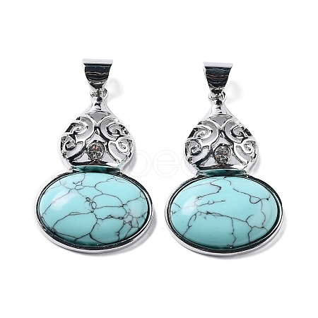 Synthetic Turquoise Oval Pendants G-A093-02P-03-1