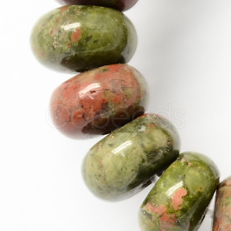 Natural Unakite Stone Beads Strands X-G-S105-8mm-11-1