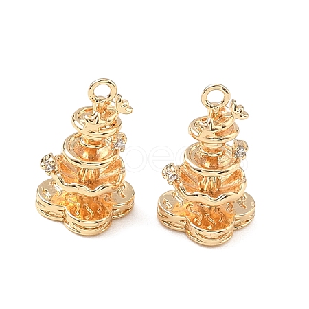Brass Micro Pave Clear Cubic Zirconia Pendants KK-K351-68G-1