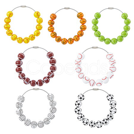 7Pcs Wood Pendant Decorations HJEW-FH00259-1