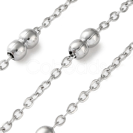 304 Stainless Steel Cable Chains with Beads CHS-F020-10P-1