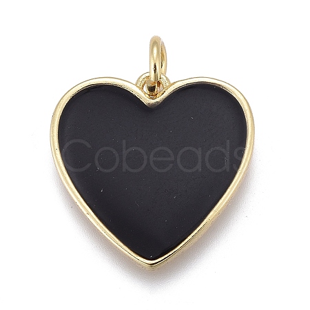 Brass Enamel Pendants ZIRC-M108-40D-G-1