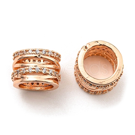 Rack Plating Brass Micro Pave Cubic Zirconia European Beads KK-F856-09RG-1