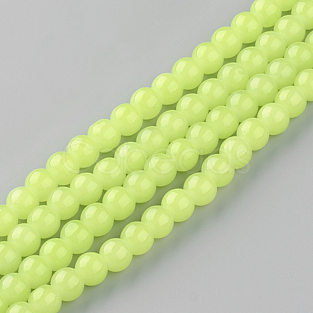 Baking Paint Imitation Jade Glass Round Bead Strands DGLA-Q021-6mm-08-1