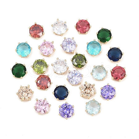 Brass Pave Cubic Zirconia Beads KK-H287-11B-G-1