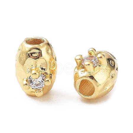 Brass Micro Pave Cubic Zirconia Beads KK-A189-20G-1