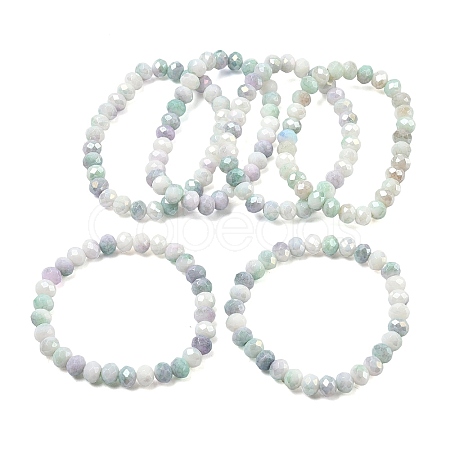 AB Color Faceted Rondelle Glass Beaded Stretch Bracelets for Women BJEW-PH01820-02-1