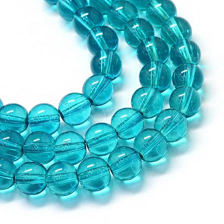 Baking Paint Transparent Glass Round Bead Strands DGLA-Q022-6mm-03-1