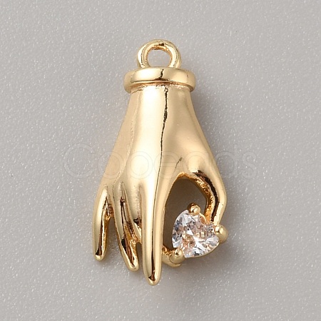 Brass with Clear Cubic Zirconia Charms KK-WH0079-58D-1