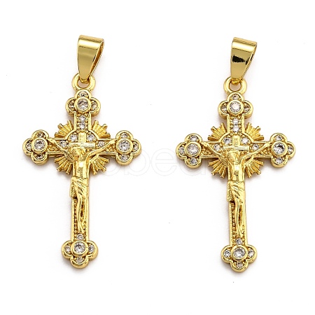 Brass Micro Pave Clear Cubic Zirconia Pendants ZIRC-J025-50G-1
