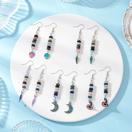 5 Pairs Glass Dangle Earrings EJEW-JE06644-1