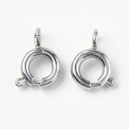 Tarnish Resistant 304 Stainless Steel Smooth Surface Spring Ring Clasps X-STAS-E143-01P-1