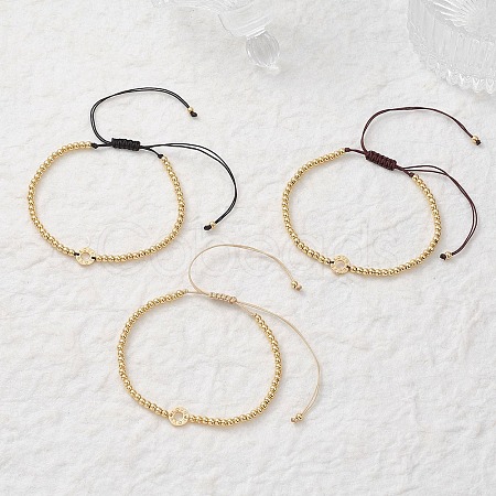 3Pcs Brass Round Beads Braided Bead Bracelets BJEW-JB12888-1