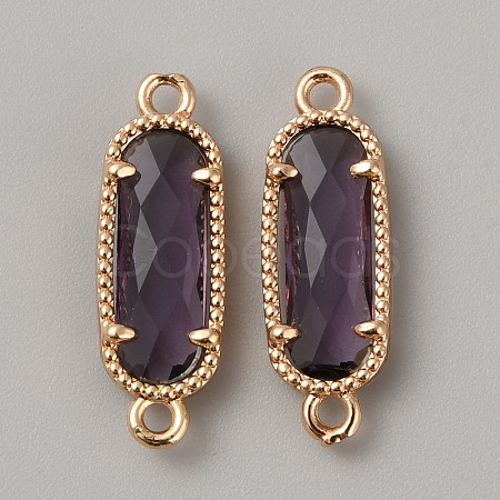 Golden Plated Brass Pave Glass Connector Charms LS-FIND-WH0110-728G-08-1
