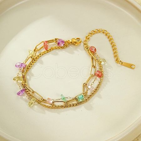 Stainless Steel Multi-strands Bracelets BJEW-D303-02G-1